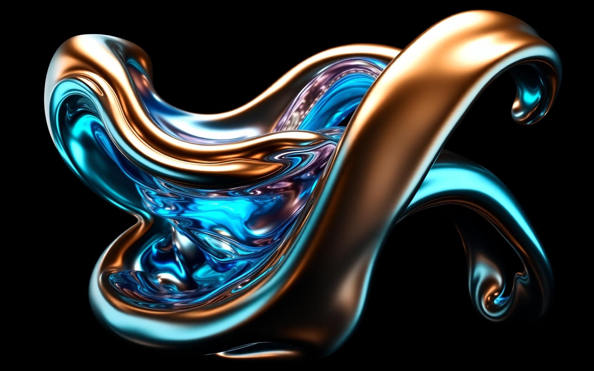 Iridescent liquid metal sculpture — bionic form